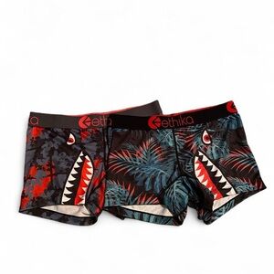 Ethika Women’s Boxer Briefs - Red and Blue Shark Print